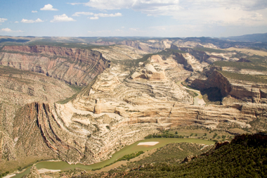 Dinosaur National Monument has a great 
quarry built directly over Dinosaur fossils. Inside it is a visitor center and gift shop