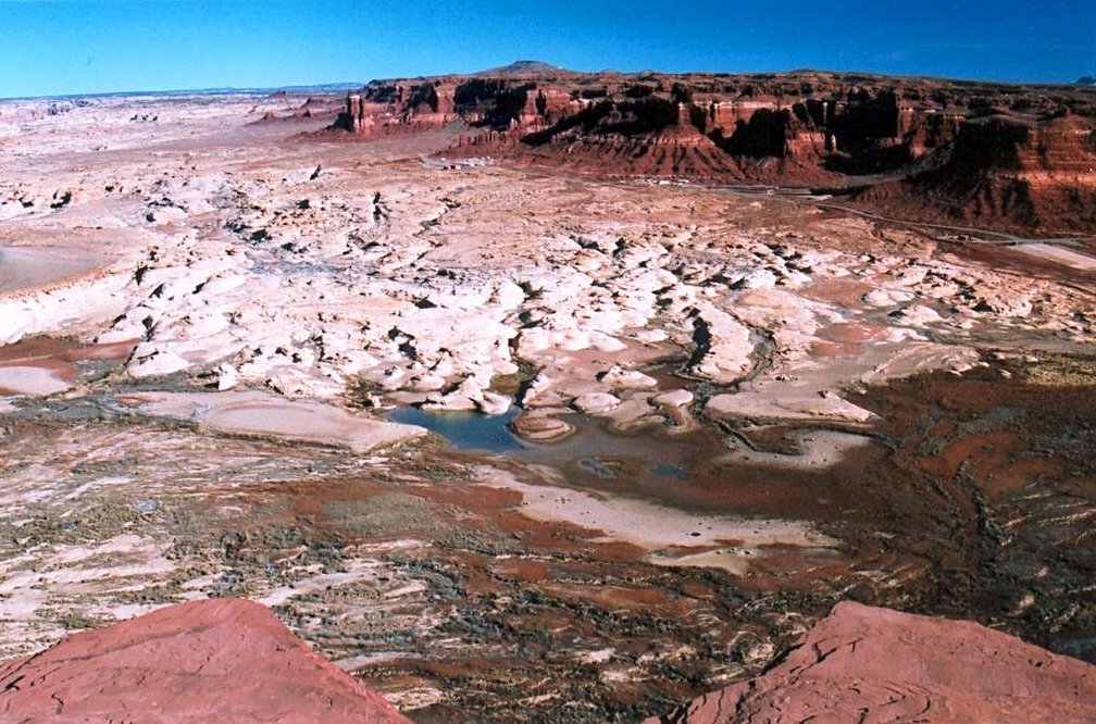 a boat launch (near upper right corner 
 of image) is no longer in use.