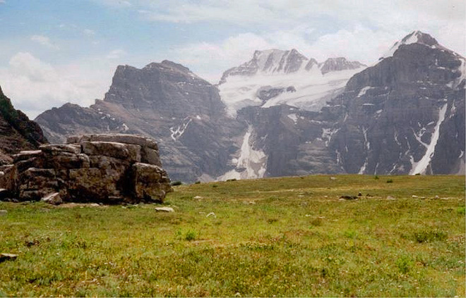 One facinating look at at the Columbia Icefield
 nearby, and you see rocks,exposed in the last couple years, 
 that were covered by glaciers for millenniums.